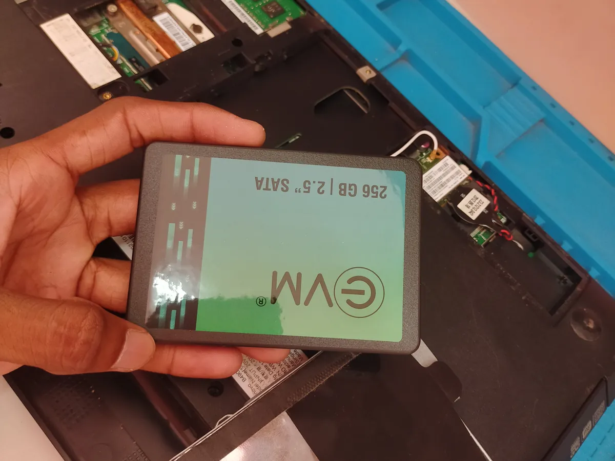 Installing a 2.5 inch SATA SSD upgrade in a laptop